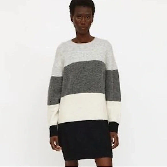 Wilfred Free Cipriana neutral colorblock alpaca wool blend sweater dress - Picture 3 of 14
